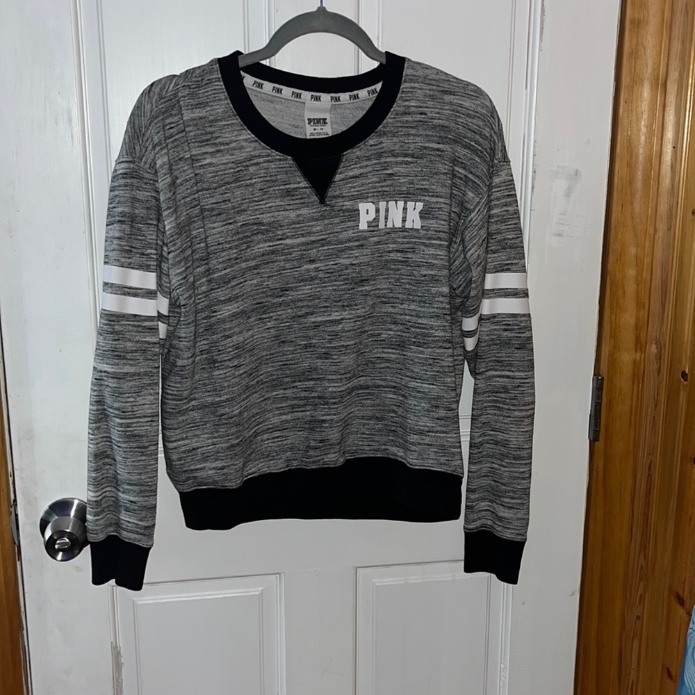 Gray PINK crew neck sweat shirt